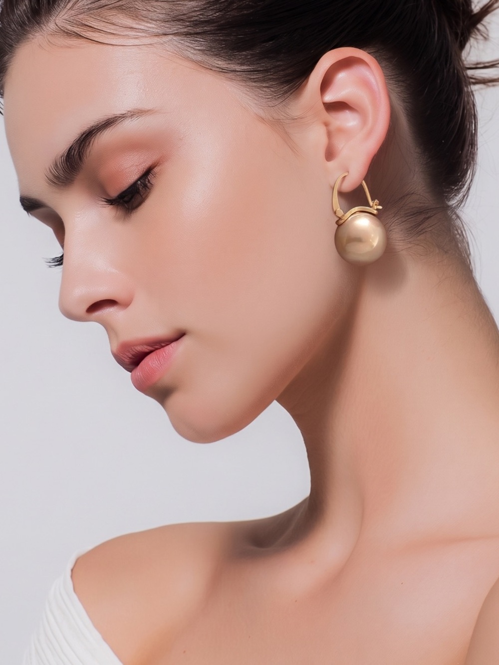 Gold /Champagne Pearl Drop Earrings.